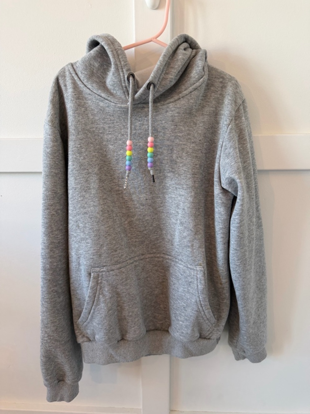 Lola and the Boys Embellished Rainbow Pearl Cloud Hoodie - Gray size girls 12 - Picture 2 of 4
